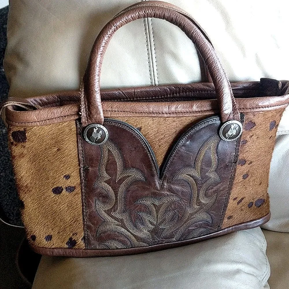 Vintage Recycle Cowboy Boot Purse- Hair on hide🐎 - Picture 2 of 15